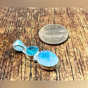 Sterling Silver and Rough Apetite & Moonstone Pendant